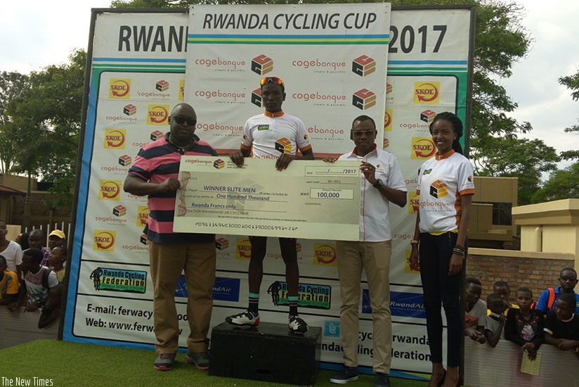 Benediction Club rider Patrick Byukusenga registered his first win of the year with victory in the Muhanzi Challenge race on Saturday. / Courtesy