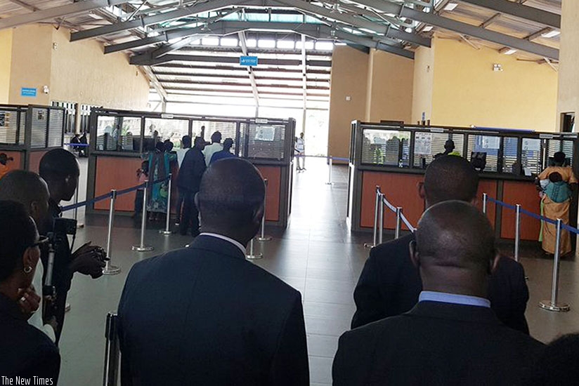Travellers entering Rwanda clear with immigrations at the Kagitumba one stop border post. OSBPs have eased trade and travel. / Courtesy.