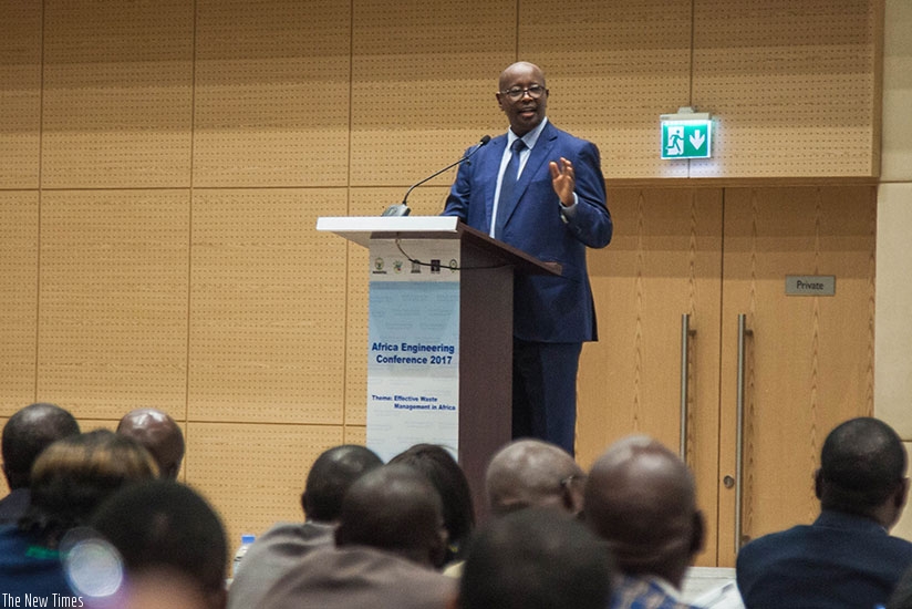 Musoni addresses the conference yesterday. / Nadege Imbabazi