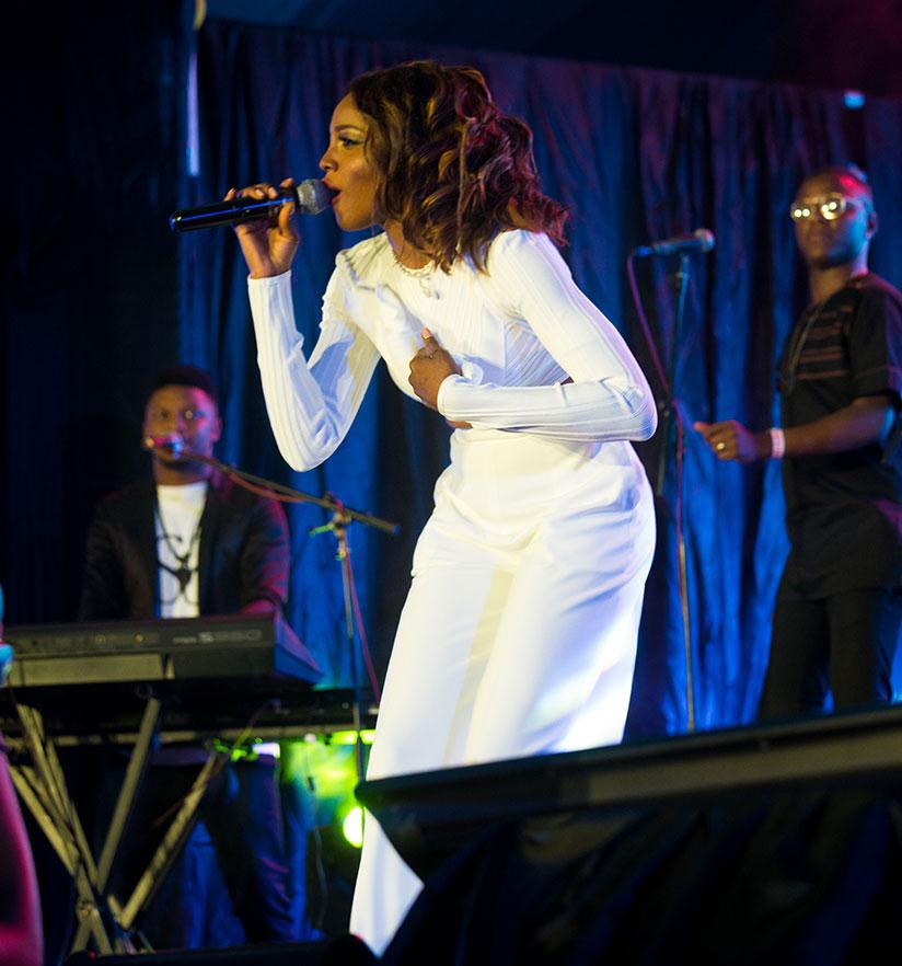 Nigerian singer and songwriter Seyi Shay performs during the Jazz Junction in Kigali. / Timothy Kisambira