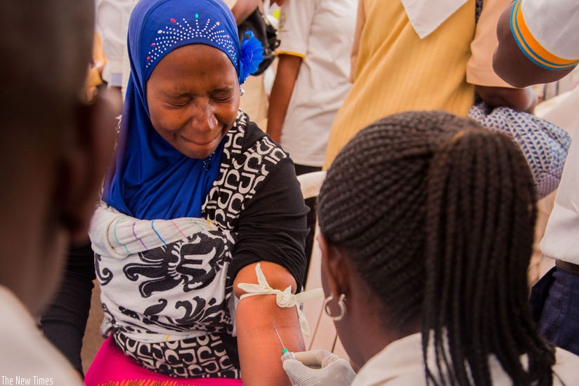 Blood is drawn from a woman for  medical test in Kigali last year. File.