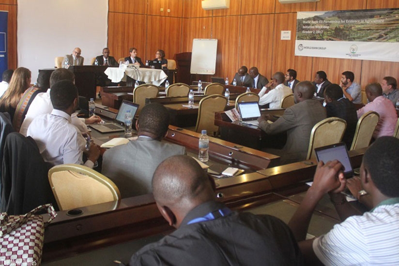 Officials from the agriculture ministry, World Bank, the EU, as well as researchers, farmers and NGOs participated in the stakeholder engagement workshop in Kigali on Monday. (All ....