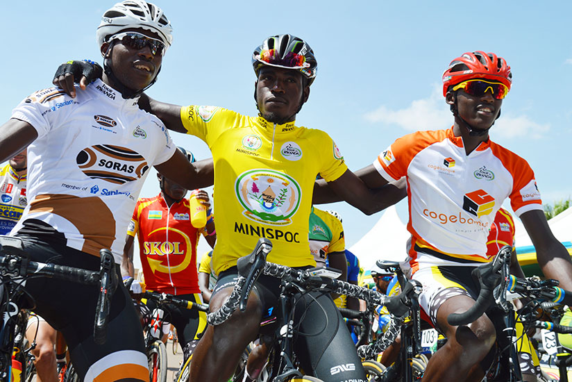 (L-R) Rwandan cyclists Joseph Areruya, Valens Ndayisenga and Samuel Mugisha are among those looking to win Tour du Rwanda 2017 (Sam Ngendahimana)