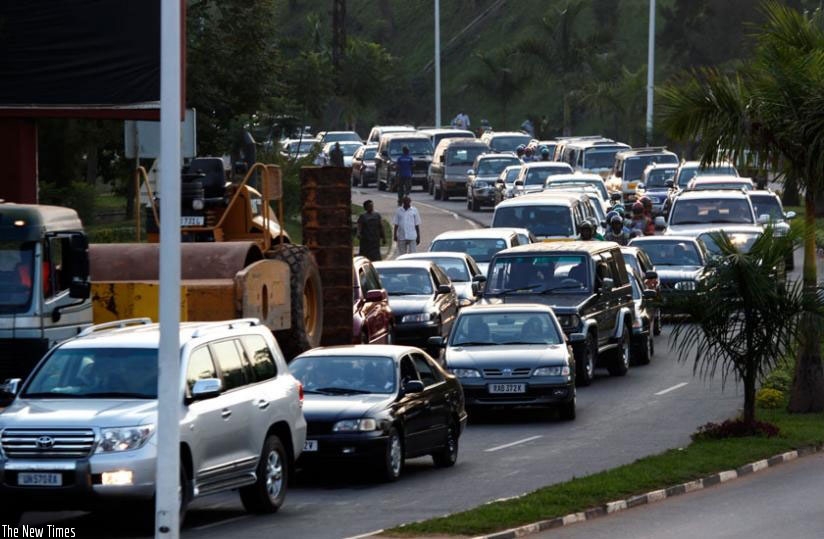 Motorists in Kigali. Police have warned against tax evasion during car registration. / File