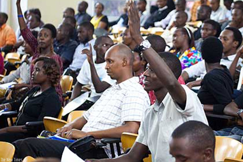 Students of former Kigali Institute of Technology during a public lecture. File.