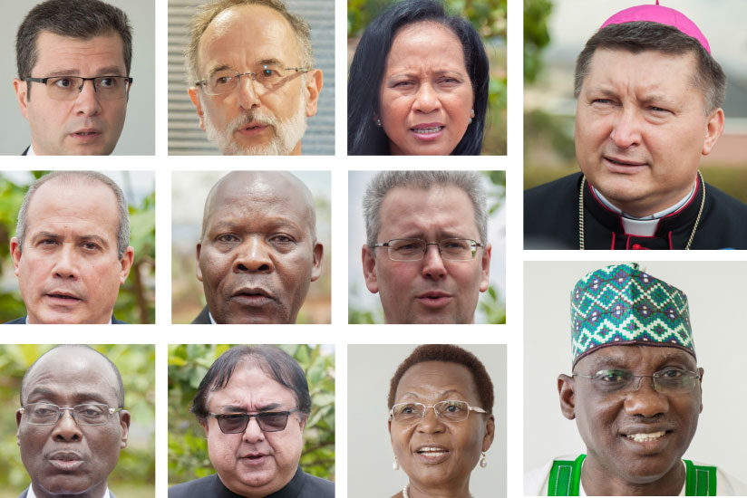 TOP: (L-R) Amb. Elman Abdullayev of Azerbaijan, Amb. Benoit Ryelandt, of Belgium. Amb. Elizabeth Taylor, of Colombia and Amb. Nuncio Apostolic Mgr Andrzej Jozwowicz, of Holy See.rn....