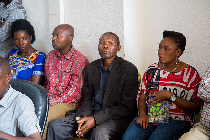 Majyambere (2nd R) with other witnesses who came to the commission to debunk claims by Human Rights Watch. Faustin Niyigena. 