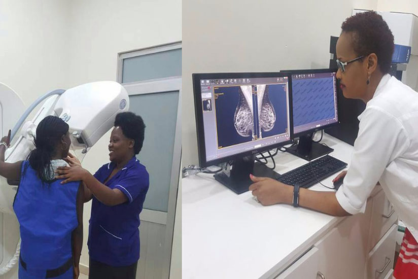 A woman being screened for breast cancer with mammography at Rwanda Military Hospital. / Courtesy photo.