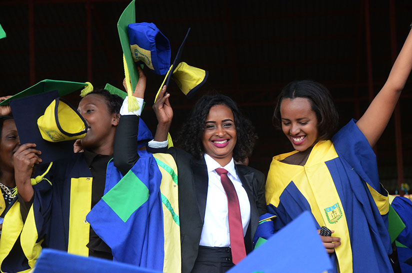 Kigali Independent University students celebrate during a recent graduation ceremony. / Sam Ngendahimana