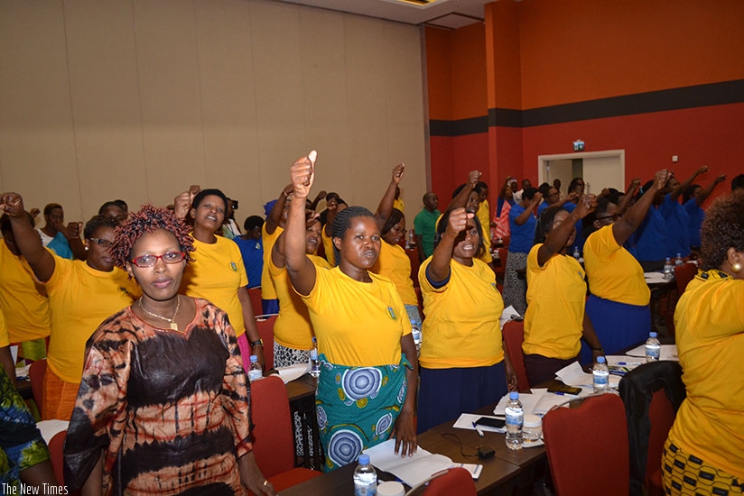 Rwanda Teachersu2019 Union members at Kigali Convention Centre during the fourth congress.  (Courtesy photo)
