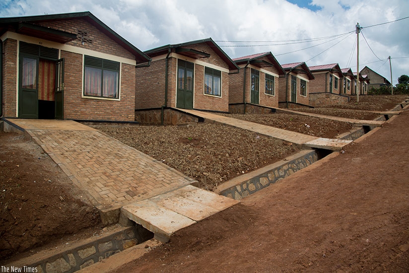 The front view of the housing units that make up Gikomero model village. rn(Photos by Faustin Niyigena)