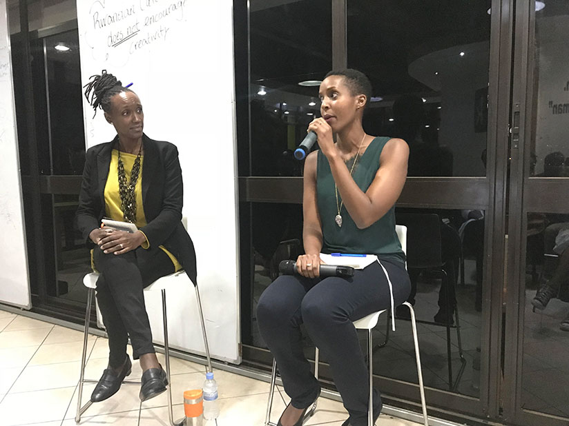 Isabelle Umugwaneza (right), the brains behind the platform, moderated the debate. / Courtesy