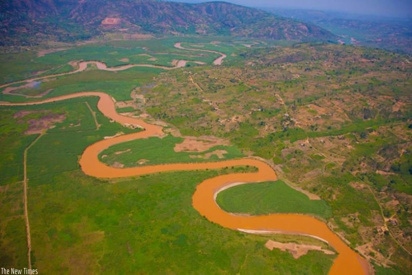 Aerial view of River-Nyabarongo that flows into River Nile. File.