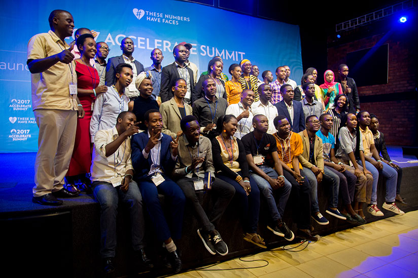 Some of the 2017 Accelerate Summit finalists pose for a group photo after the training by These Numbers Have Faces. / Faustin Niyigena