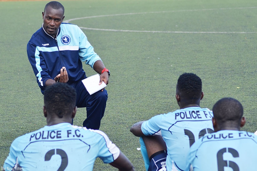 Police FC head coach Innocent Seninga gives instructions to his players during a previous league match. (Sam Ngendahimana)