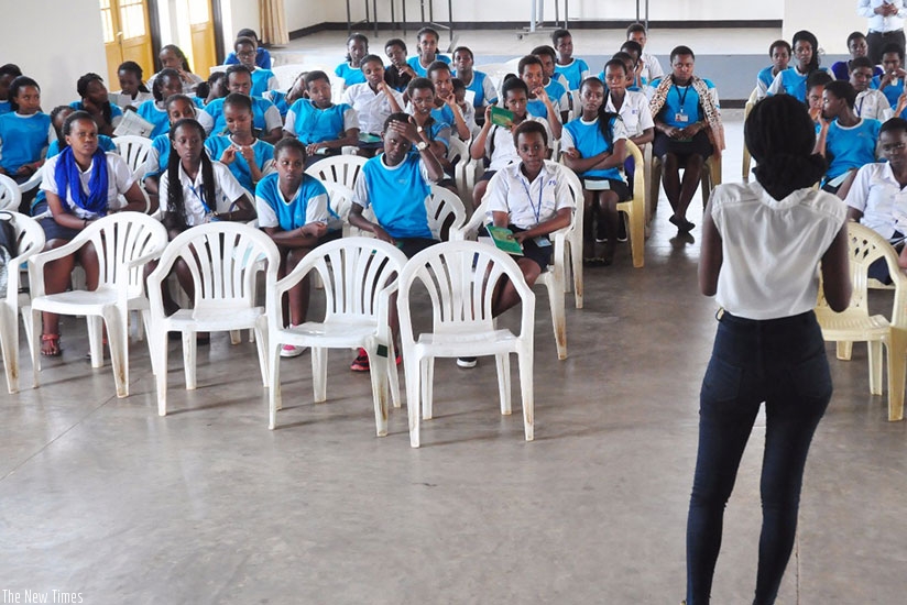 Ashimwe during her discussions with the students. (Courtesy photos)