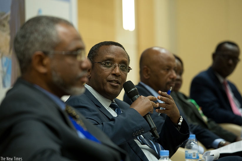 Minister Biruta speaks during the meeting in Kigali. Timothy Kisambira .