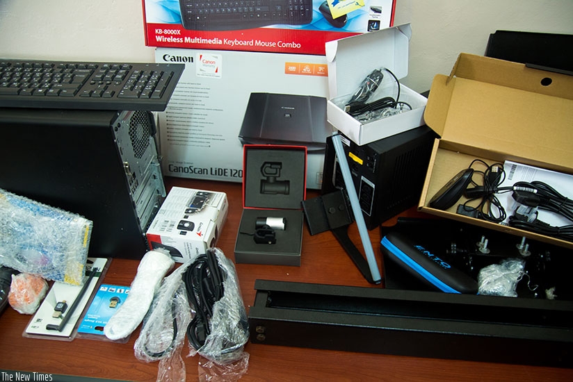 The telemedicine equipment shortly after they were delivered to Rwanda Military Hospital, Kanombe, yesterday. Timothy Kisambira. 