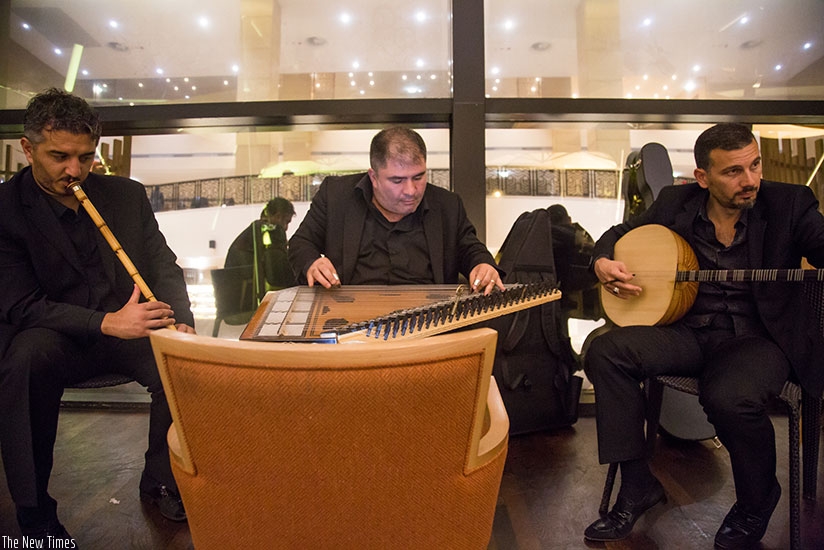 The trio entertains guests at the Turkish Food Festival at Kigali Marriott Hotel.  All photos by Timothy Kisambira