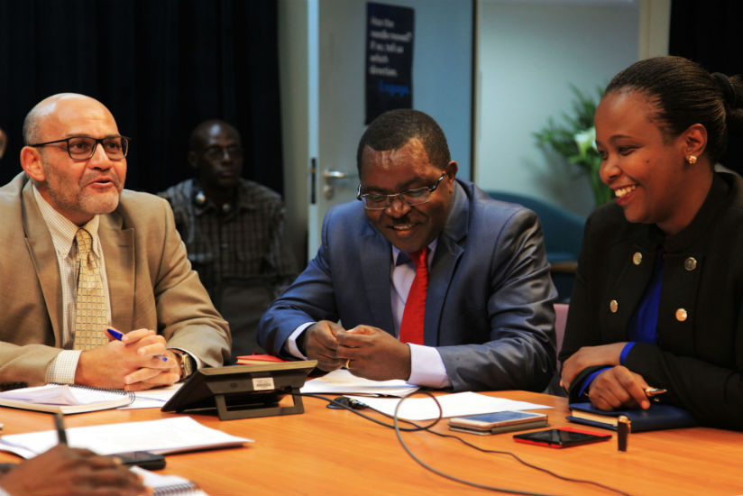 (L-R): World Bank country manager Yasser-El-Gammar, Trade and Industry minister Vincent Munyeshyaka and Rwanda Development Board chief executive Clare Akamanzi during the launch of....