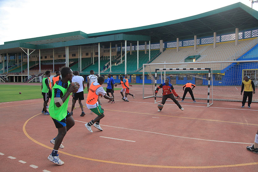 APR Handball Club players in training head of the African Champions League in Tunisia. (D. Sikubwabo)