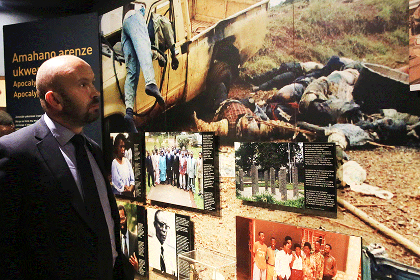 The UK Special Envoy to the Great Lakes Region, Simon Mustard, tours the Kigali Genocide Memorial on Wednesday. During his visit, the diplomat said that countries in the conflict m....