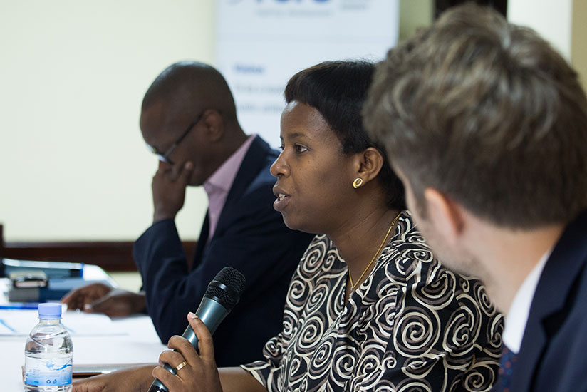 Germaine Kamayirese, the minister of state for energy, water and sanitation, speaks at the opening of a course on the international legal framework for nuclear security in Kigali y....