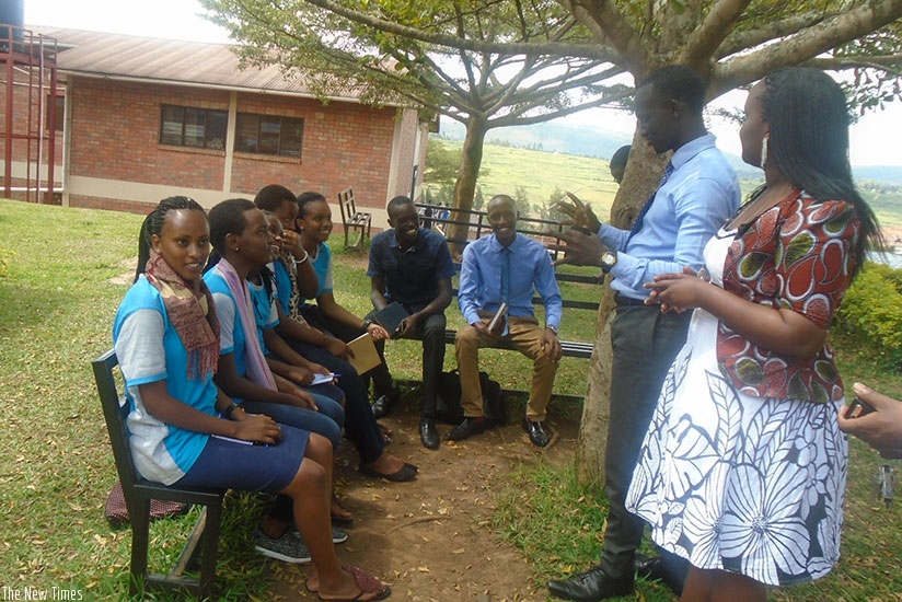 Mentors talk to  student leaders. Such students need support from teachers to help them nurture their skills. (Lydia Atieno)