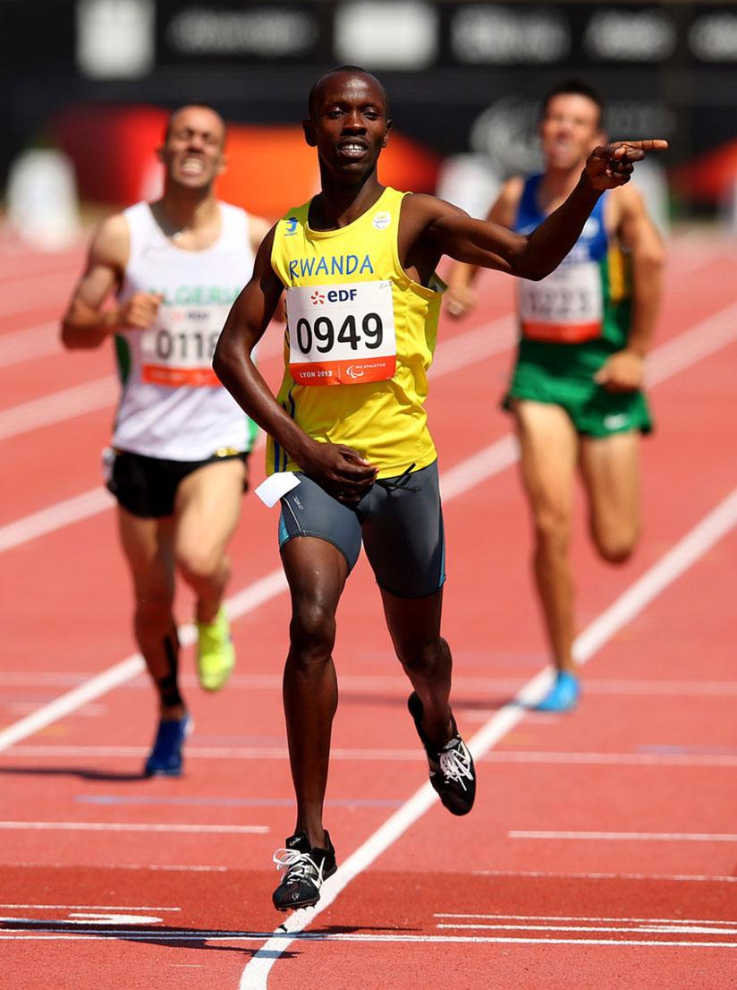 Hermas Muvunyi celebrates after striking gold at the 6th IPC-World Championships in Lyon, France in 2013. (File)