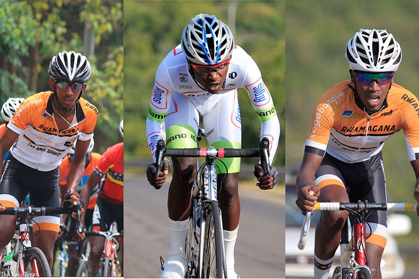 L-R: Janvier Rugamba, Samuel Hakiruwizeye and captain Ephrem Tuyishimire will be among the five riders of Les Amis Sportifs. 