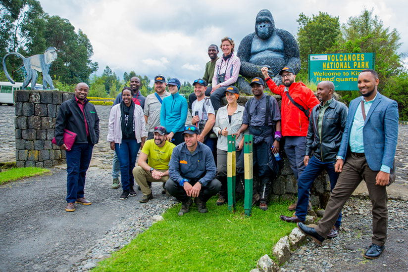 The team of mountaineers at Volcanoes National Park in Kinigi before embarking on the expedition. / Courtesy