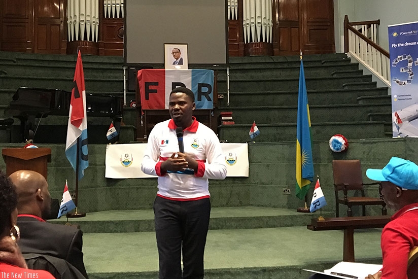 Bamporiki addresses the retreat in Coventry on Saturday. Courtesy.