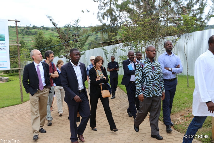 The visiting delegation at Butaro Hospital in Burera District. Michel Nkurunziza.