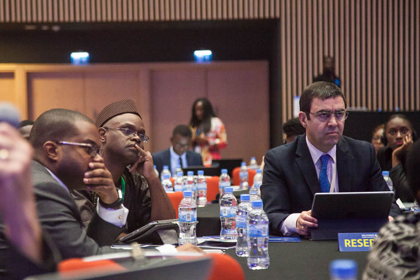 Participants follow proceedings during the SMEs and Banking Africa forum at Kigali Convention Centre yesterday. / Nadege Imbabazi