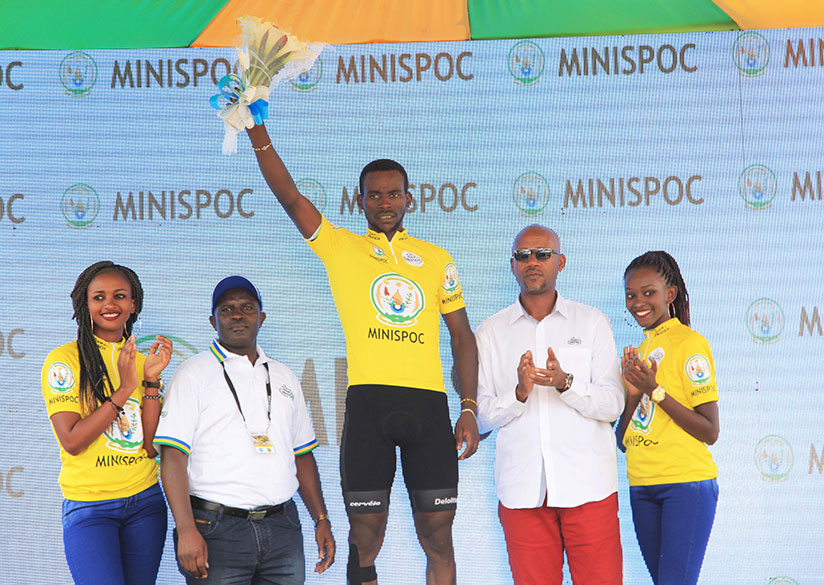 Dimension Data rider Joseph Areruya in yellow jersey  leads the table after day 7 of Tour du Rwanda. / All photos by Sam Ngendahimana