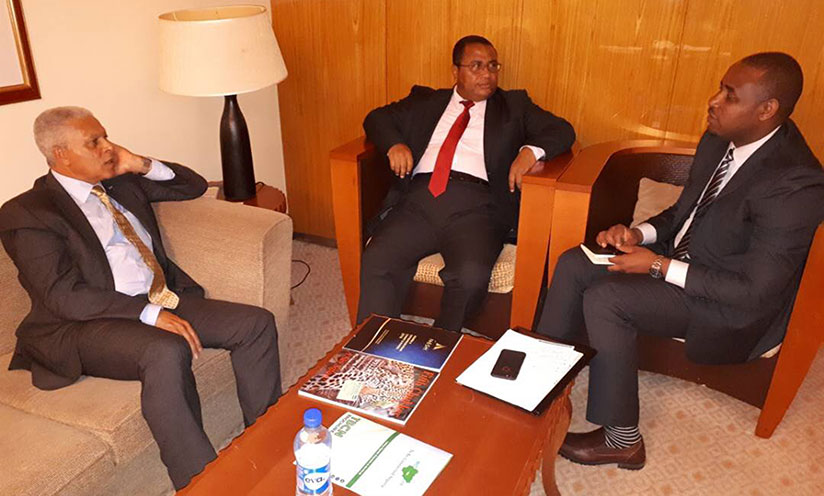 Cape Verde's Minister of Economy and Employment Jose da Silva Goncalves (left)  and Uwihanganye (right) after signing the deal. / Courtesy