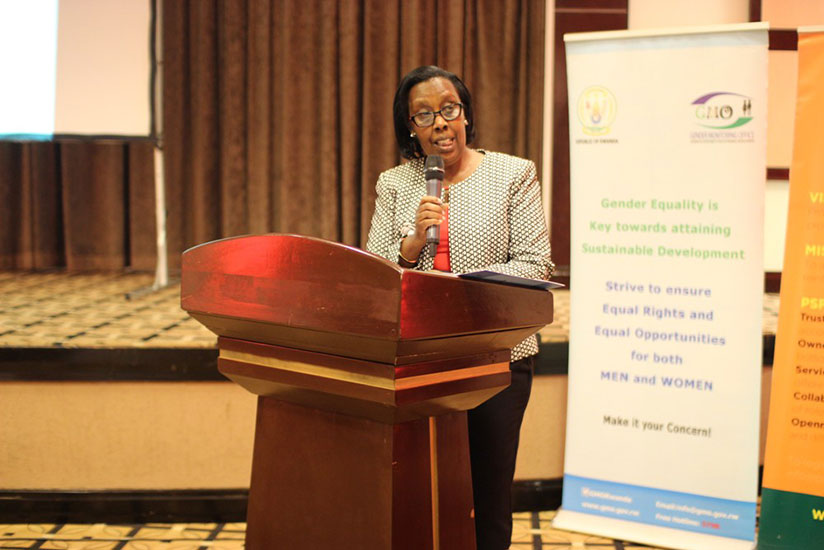 Rwabuhihi speaks at the meeting in Kigali on Wednesday. / Michel Nkurunziza
