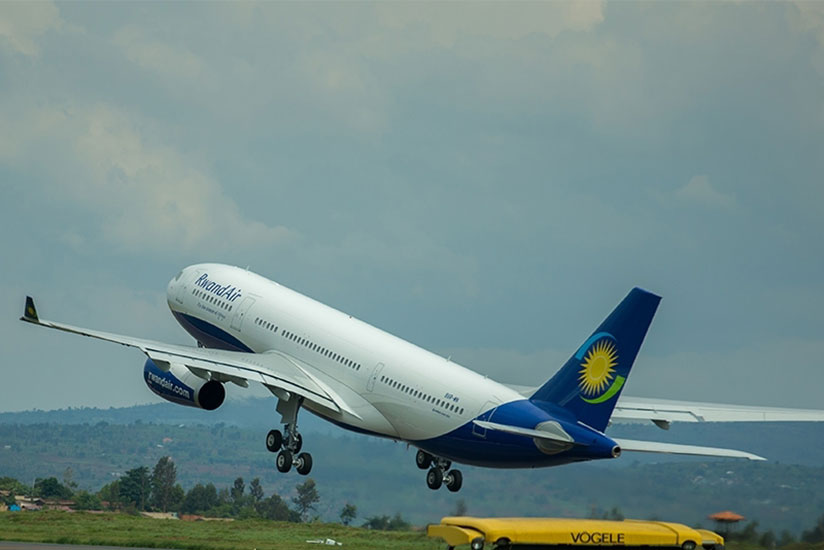 A RwandAir plane takes off from Kigali International Airport. / File
