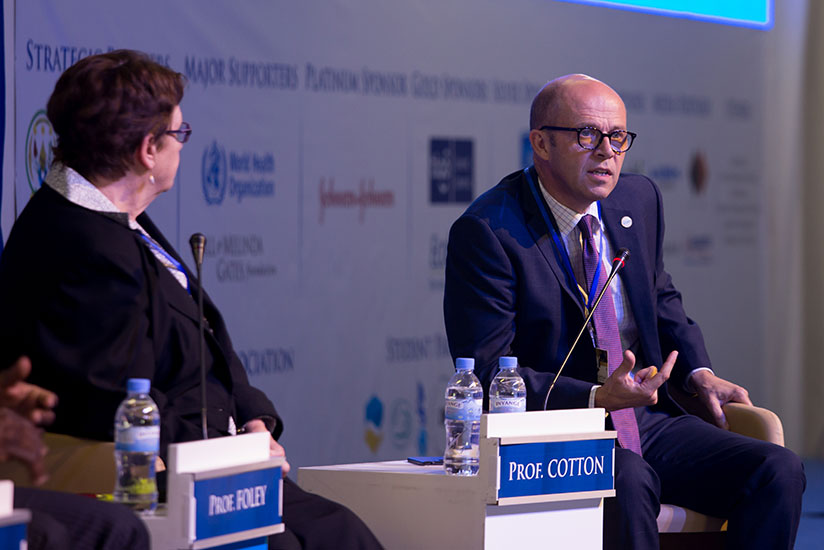Prof. Cotton (R) responds to a question during the meeting. / Timothy Kisambira