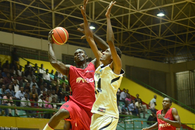 REG player Bienvenue Ngandu goes to the rim in a league game against Patriots last season. The two rivals face-off in the semi-final of this year's pre-season tournament on Saturday. File