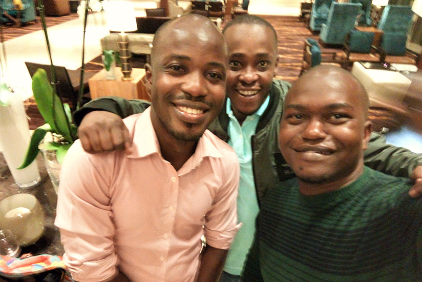 L-R : Our great host Kojo Boateng, Rwanda's Moses Gahigi and the author. / Courtesy