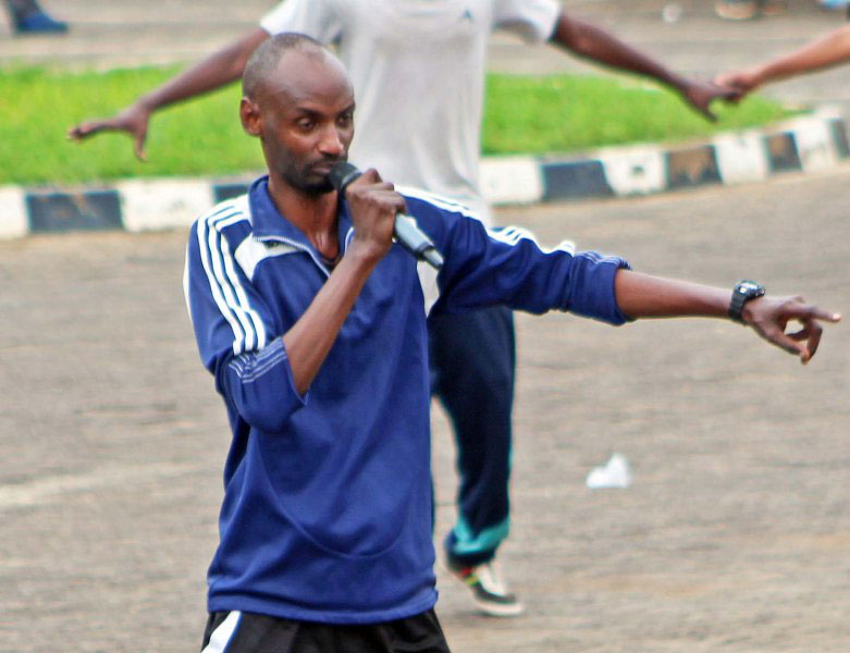 Nelson Mukasa carrying instructions during a previous Car Free Day event.