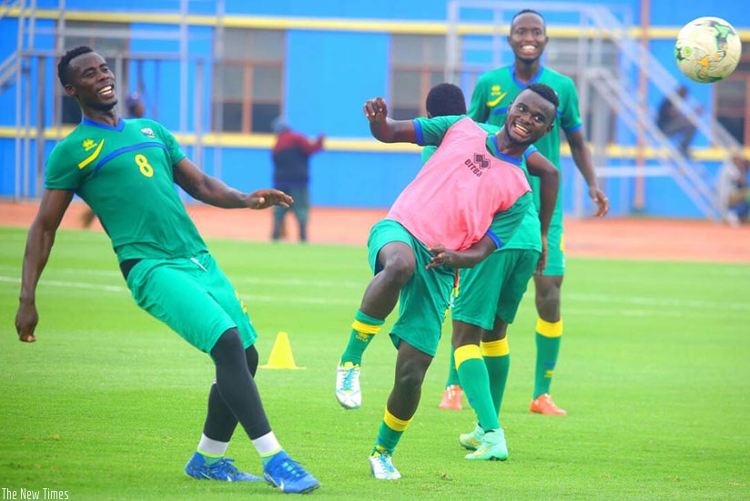 Ally Mboko and Djabel Manishimwe during a training session in preparation for CECAFA. Peter Kamasa