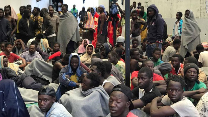 Some of the immigrants waiting to be rescued from Libya. / Net Photo