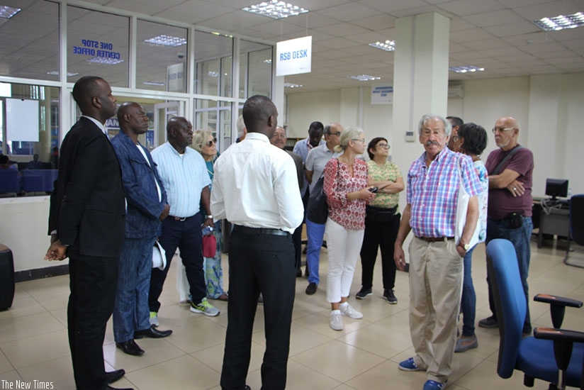 The delegation from Angola tour a one-stop centre at RDB headquarters. / Michel Nkurunziza
