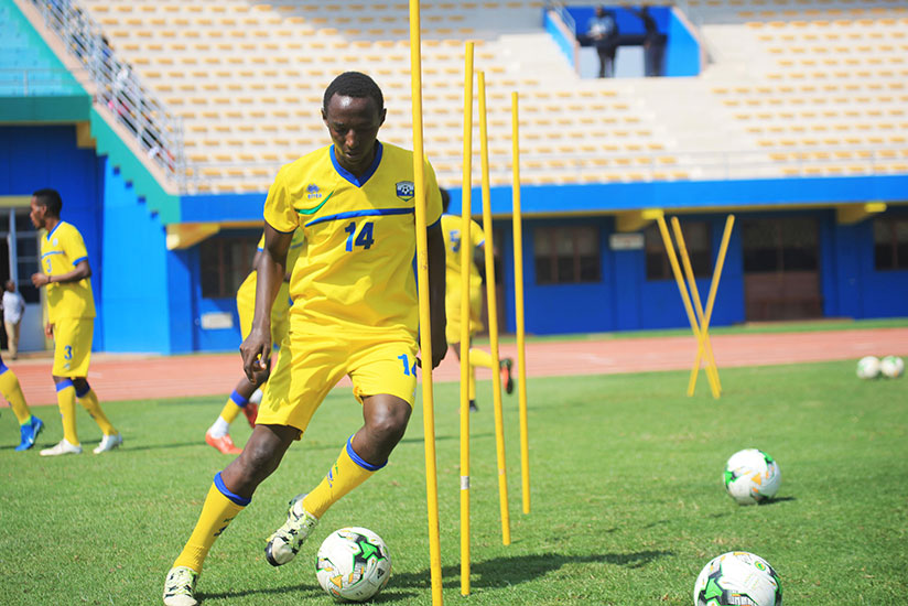 APR FC midfielder Andrew Buteera in action during Amavubi training session at Amahoro National Stadium on Monday. / Sam Ngendahimana