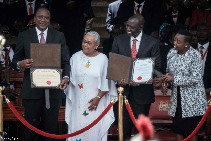 President Kenyatta, his wife Margaret and Deputy President William Ruto and his spouse Rachel. Net photo