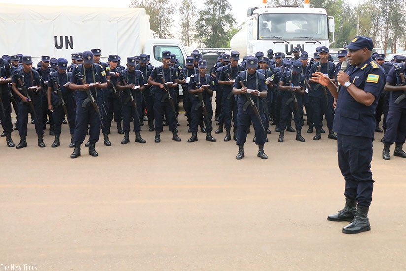 Some of the officers take notes as IGP Gasana briefs them (Courtesy photo)