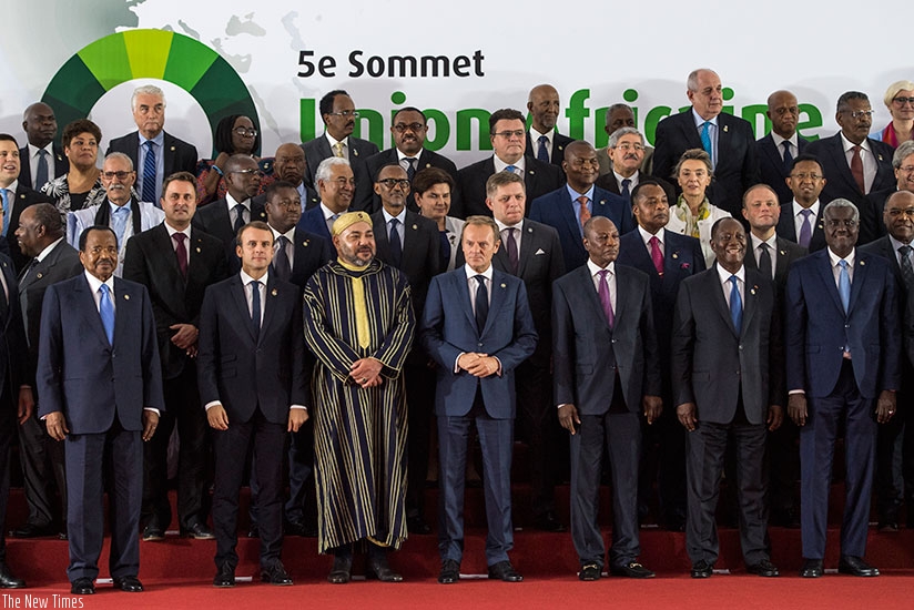President Kagame and other Heads of State and Government at the ongoing 5th African Union-European Union Summit, which opened in Abidjan, Ivory Coast, yesterday. President Paul Kag....