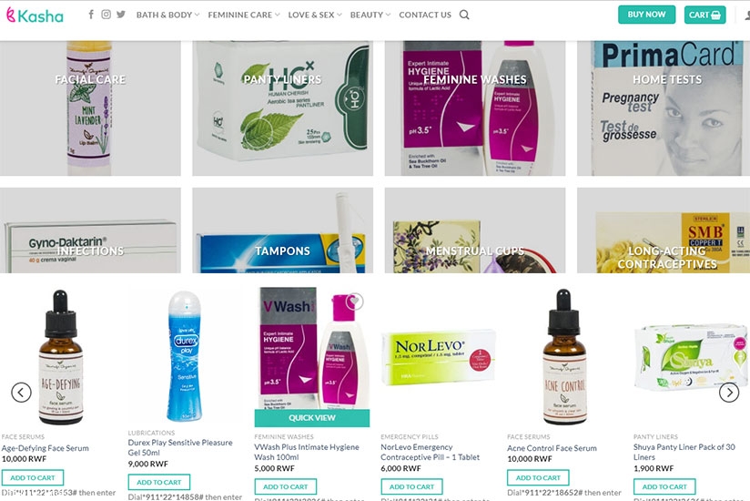 Some of the health products displayed on Kasha website. Courtesy.